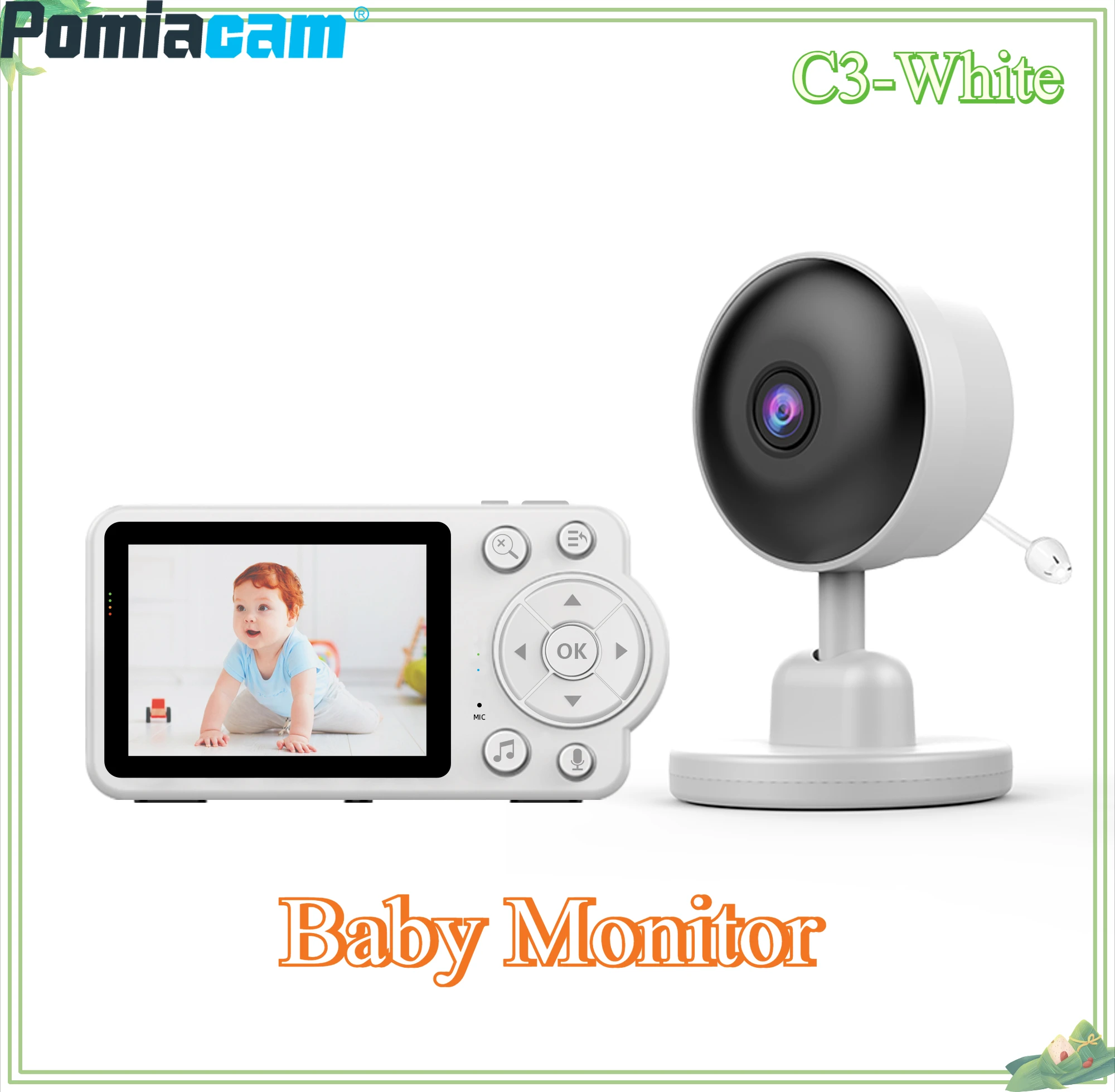 C3 2.8 Inch 720P Baby Monitor Video with Digital 4x Zoom Infrared Night Vision Surveillance Camera Two-Way Intercom Security