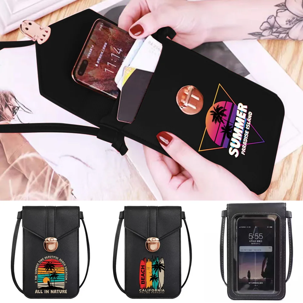 Women Shoulder Bags IPhone Touch Screen Phone Pocket Holiday Printing Wallet Large Capacity Messenger Bags Fashion Tote Bags
