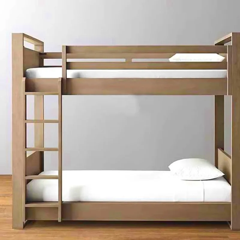 American Country Solid Wood Children's Bed RH Boy Upper and Lower Bed Log Bunk Bed Simple Full Solid Wood Single High and Low Be