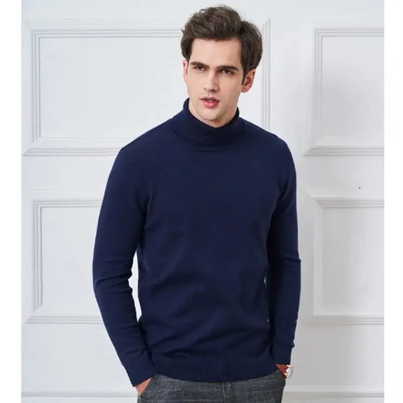 Cashmere Cotton Blend Turtleneck Men Sweater 2024 Autumn Winter Daily Basic Warm Knitted Pullover Man Casual Jumper Pull Homme