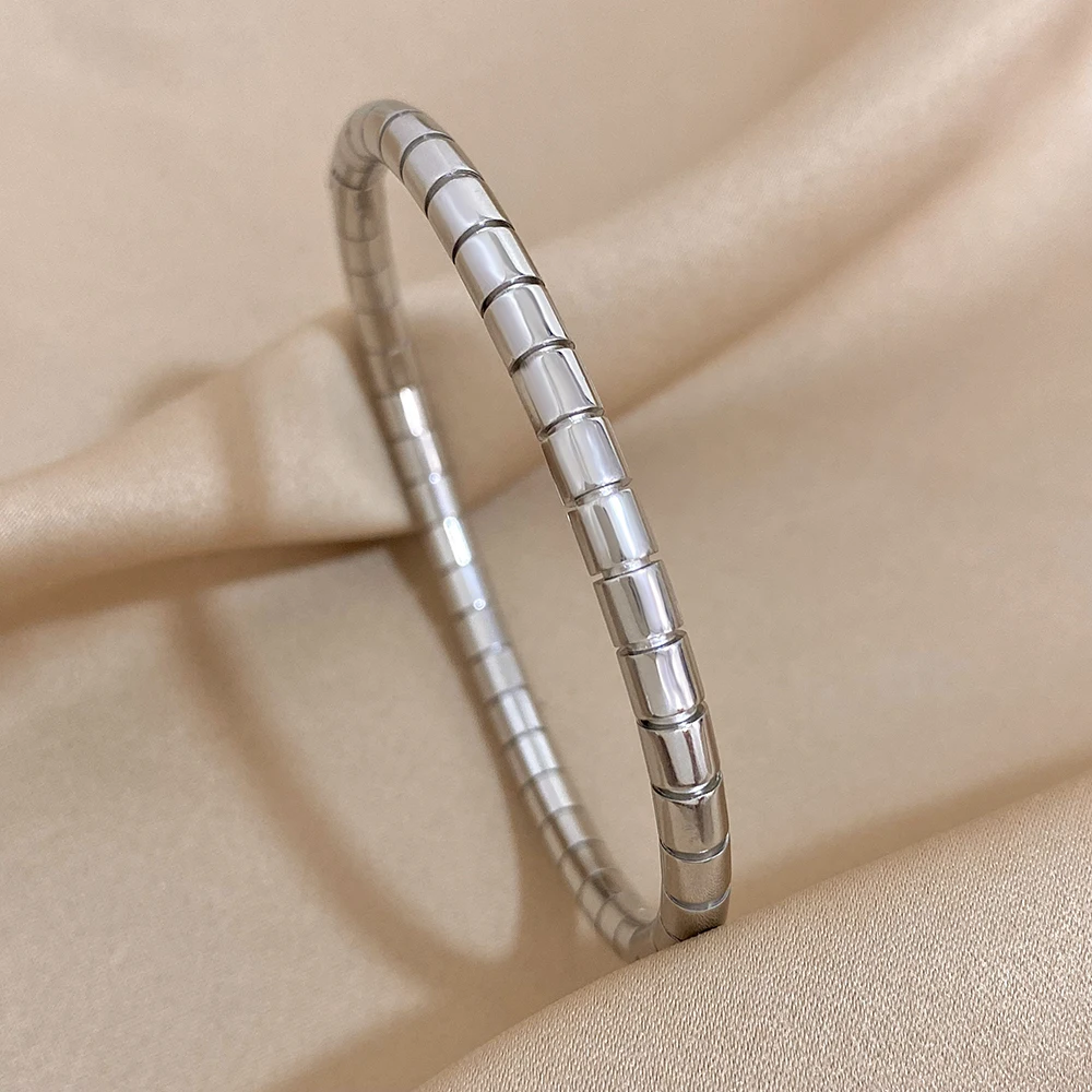 Greatera Creative Stainless Steel Snake Bone Bangles Bracelets for Women 18K Gold Plated Metal Bracelet Waterproof Jewelry 2023