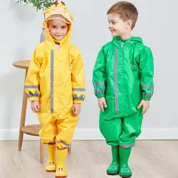 1Pc Children Raincoat Kids Boys Girls Waterproof Jumpsuit Hooded Cartoon Dinosaur Baby Rainwear And Pants for 1-10 Years Old