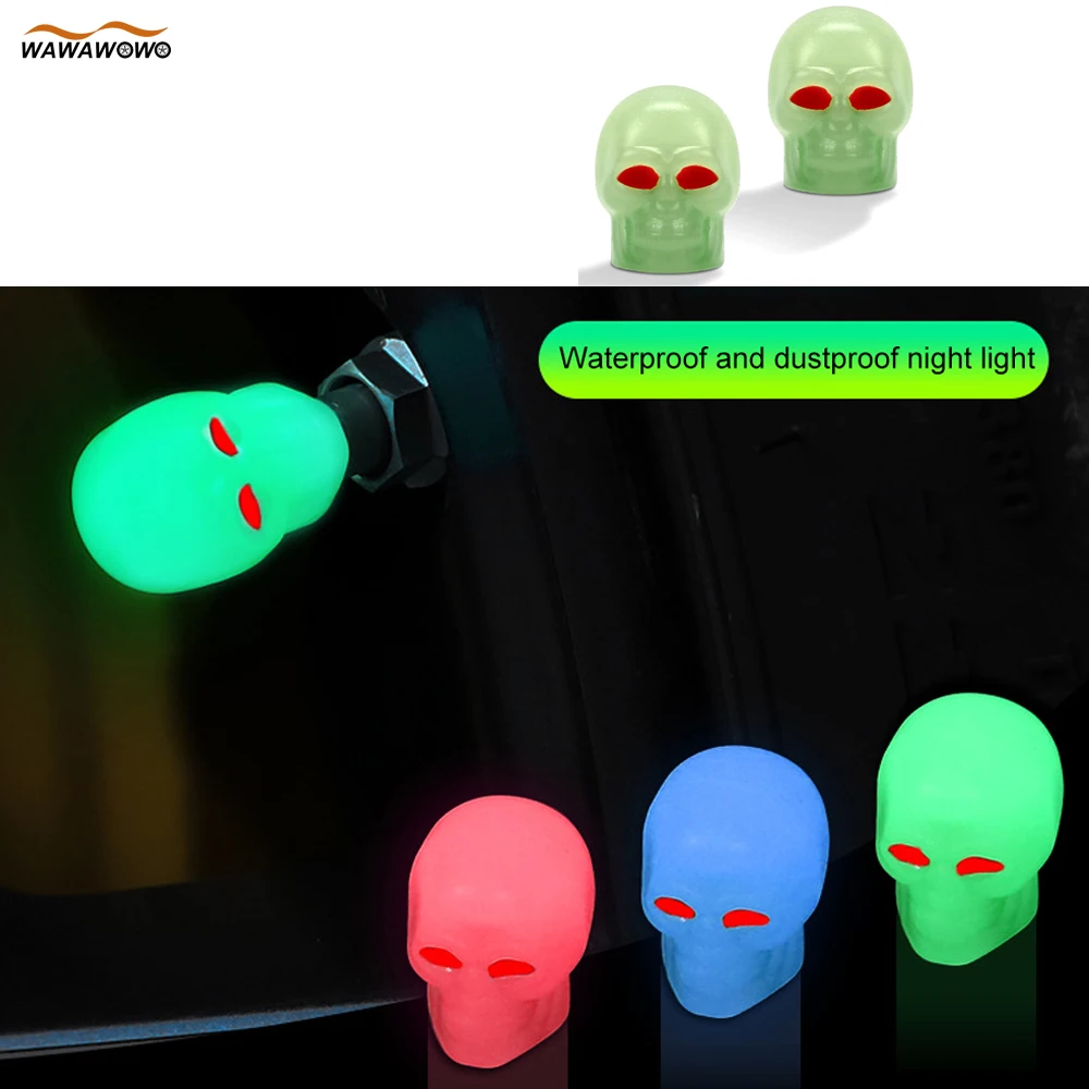 

4 Pcs/Set Luminous Car Tire Valve Caps Plastic Sport Dustproof Waterproof Wheel Tyre Rim Stem Covers for Auto Motorcycle Bicycle