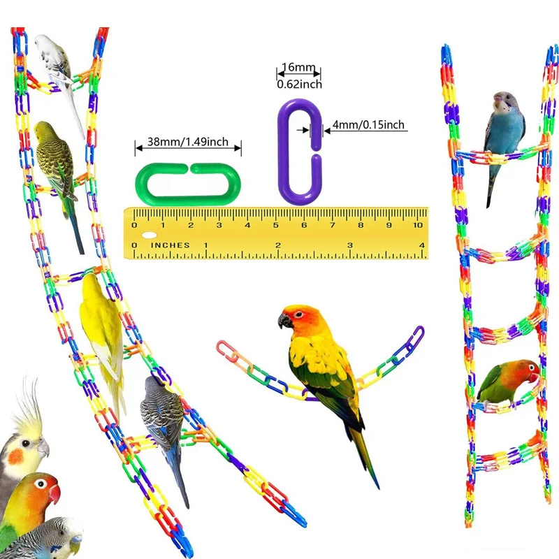 100-200 pezzi fibbie in plastica a forma di C arcobaleno, altalena per uccelli e ganci giocattolo per gabbie a catena da arrampicata, giocattolo per l'apprendimento in aula per bambini fai da te