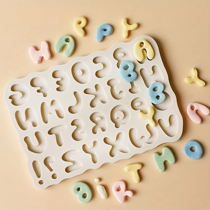 English Alphanumeric Fondant Silicone Mold，Baking Cake Silicone Mold, 3D Art Letters, Special Mold for Fondant Chocolate Clay