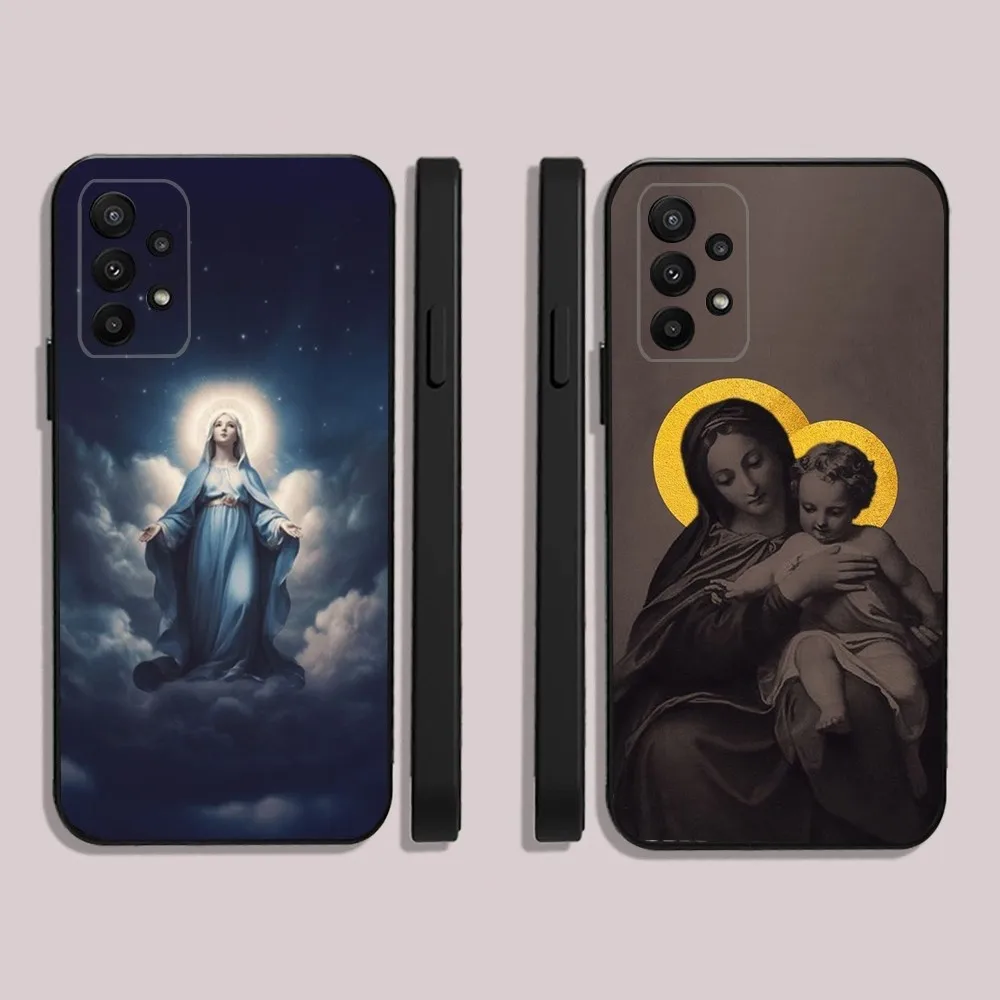 Christian Virgin Mary Phone Case For Samsung S24,23,22,30,21,10,9,Ultra,Plus,Lite,FE,5G Black Soft Case