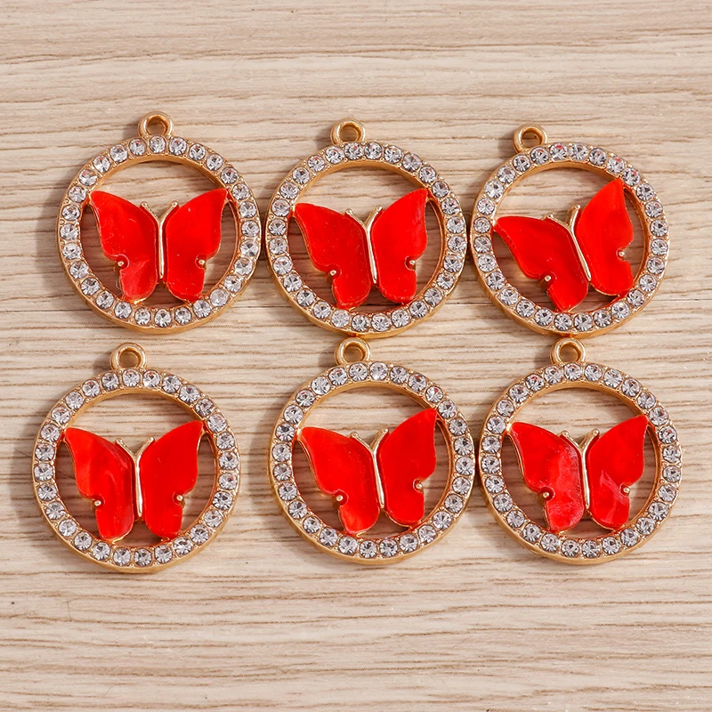 10 Stück 22 x 24 mm niedliche Kristall-Schmetterlings-Anhänger für die Schmuckherstellung, Tropfenohrringe, Halsketten, Armbänder, DIY-Bastelzubehör – Detail 4