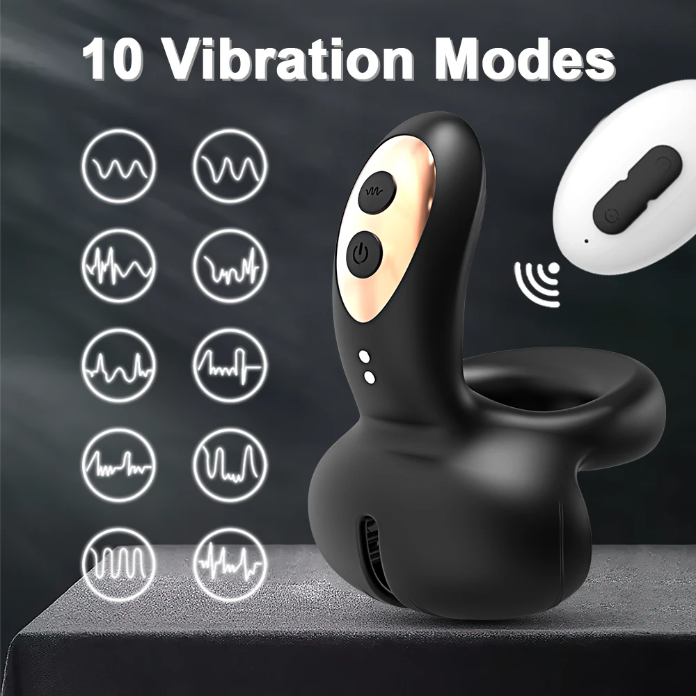 Penis Vibrator for Men Remote Control Cock Ring Ejaculation Delay Testicles Perineum Scrotum Stimulator Sex Toy for Couples Game