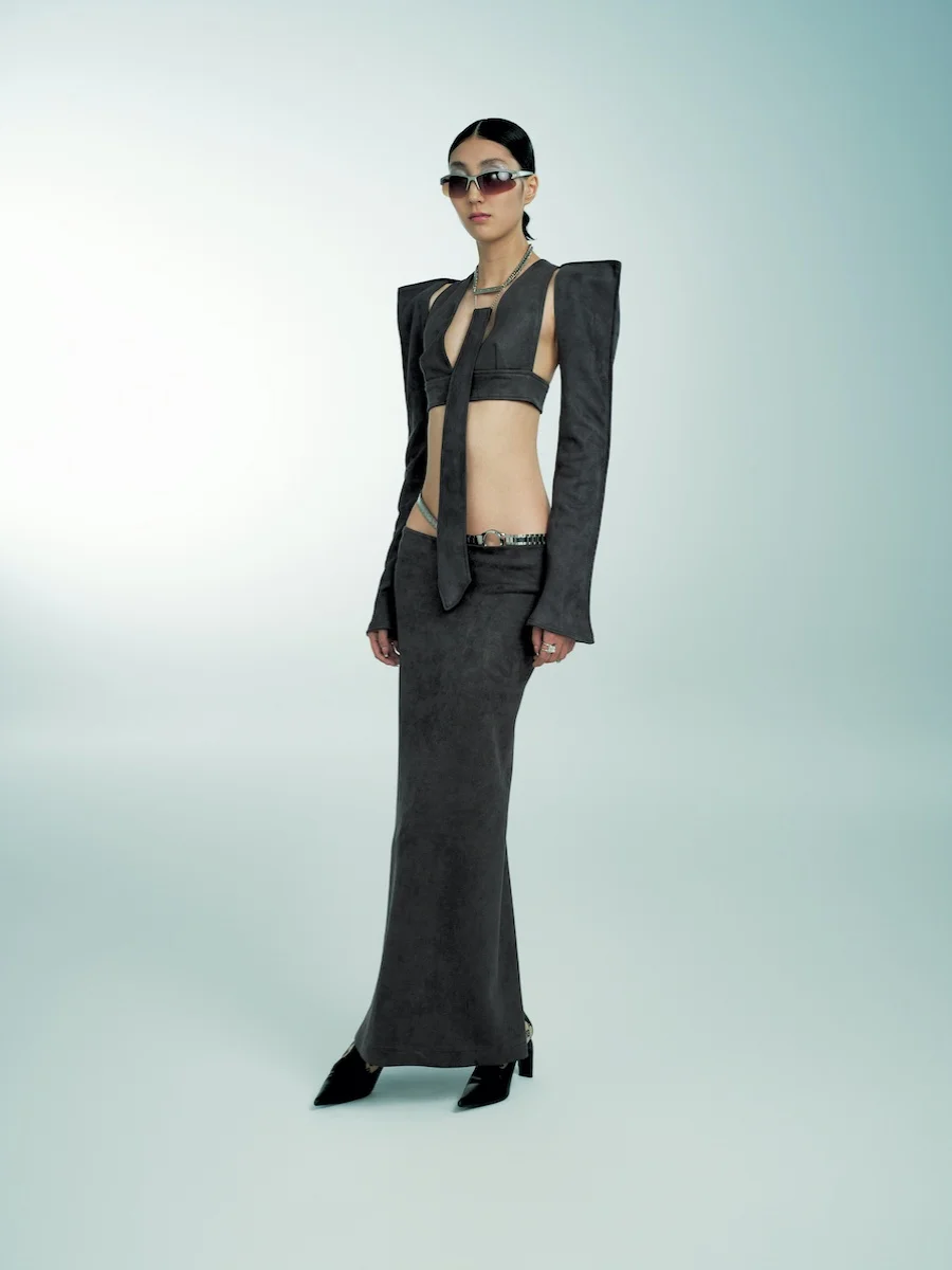 

Юбка-карандаш из замши с низкой талией, длинная, с разрезом, модная, элегантная, женская, из полиэфирного волокна