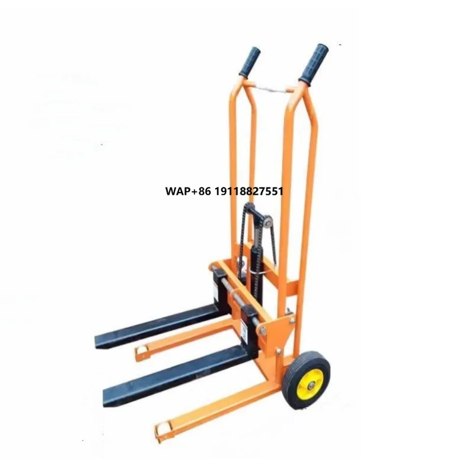 1.2m Micro Forklift Trolley 260kg Dynamic Stacker Car Hydraulic Pallet Driver Manual Wheelbarrow for Small  Platform