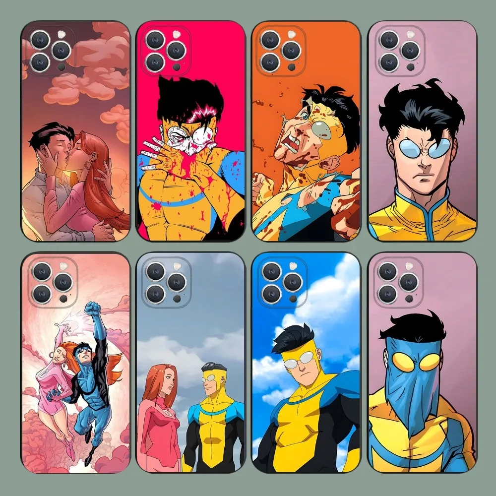 

Cartoon I-Invincible Phone Case For iPhone 15,14,13,12,11,Plus,Pro Max,XS,X,XR,SE,Mini,8,7 Soft Silicone Black Cover