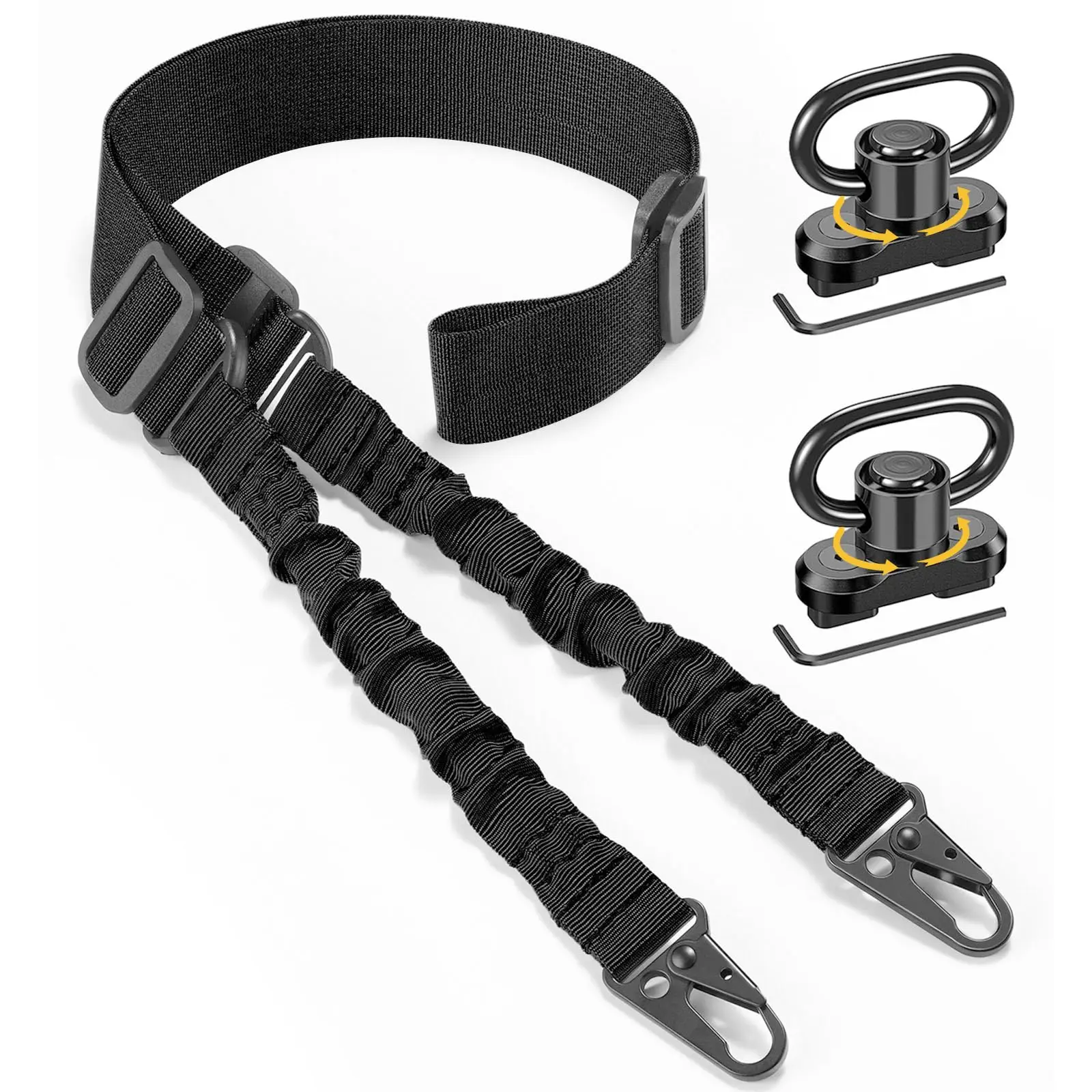 EZshoot Adjustable Length Two Point Sling Traditional Rifle Sling with 2 Pack 360 Degree Rotating Sling Swivels for M-Rail