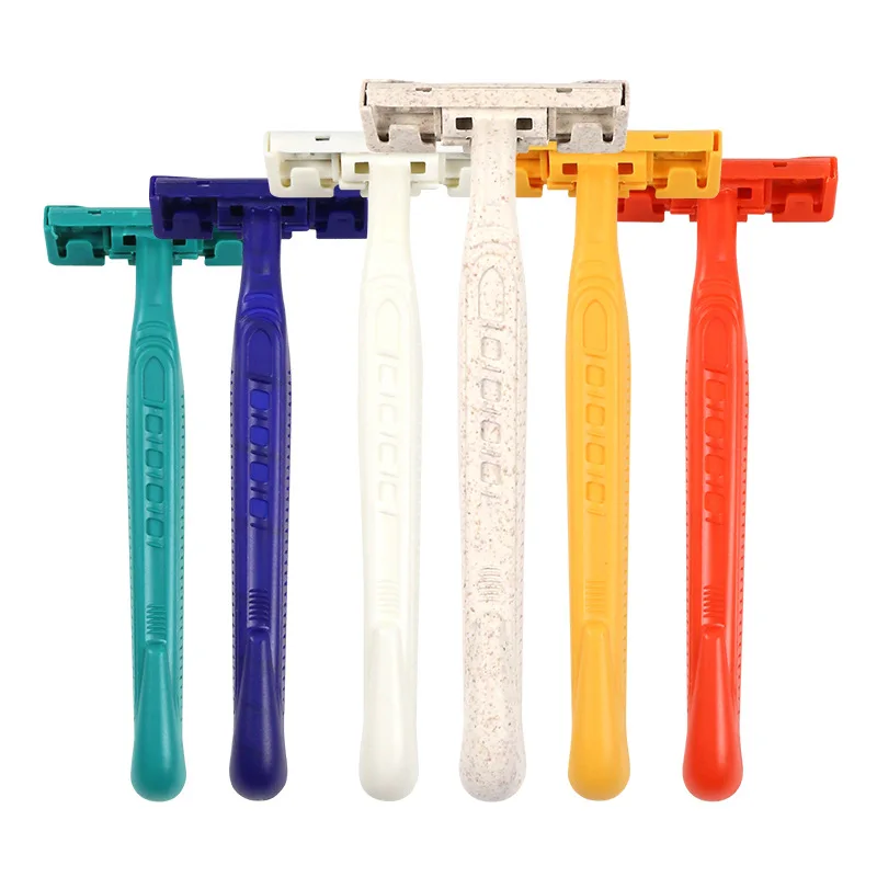 

Одноразовая бритва с двойным лезвием из нержавеющей стали и пластиковой ручкой, подходит для мужского бритья.