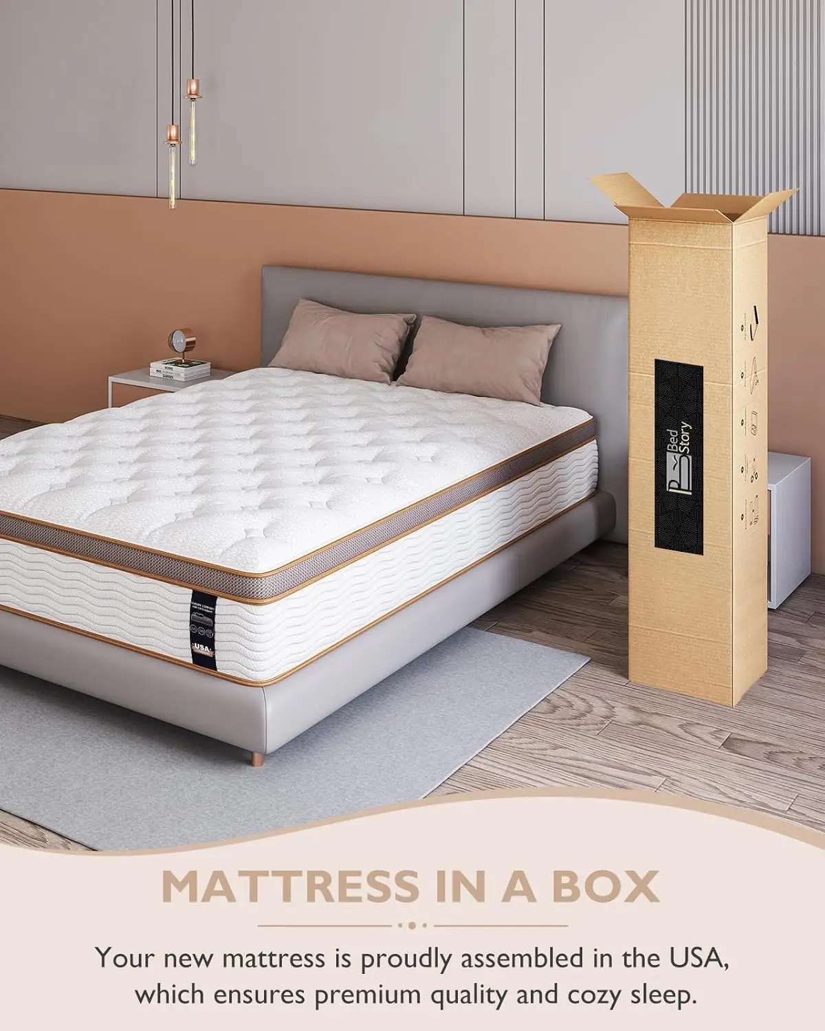 Queen Mattress - 14 Inch Hybrid Mattress in a Box - Individually Wrapped Coils for Pressure Relief and Motion Isolation