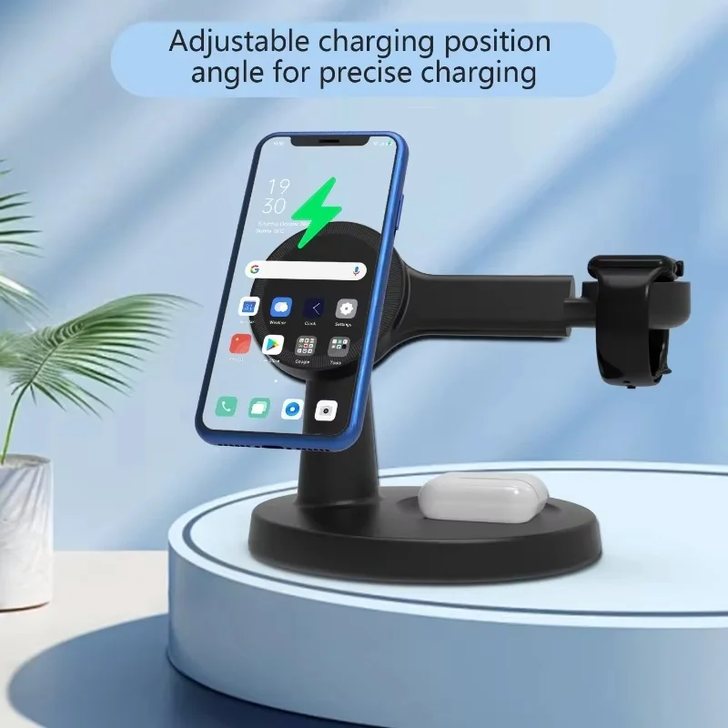 

3 In 1 MagSafe Wireless Charger Stand for iPhone 16 15 14 13 Pro Max Apple Watch 9 8 AirPods Fast Charging Station Dock