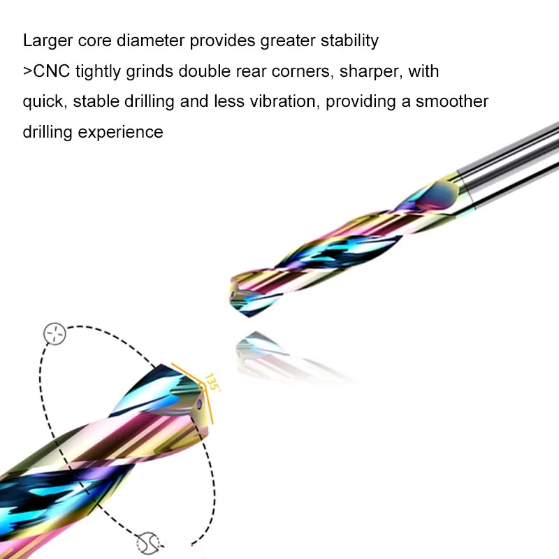 Azzkor 3.0มม.-20.0มม. เคลือบสีสันสดใส3D อลูมิเนียมเจาะเย็นภายในเต้าเสียบกลางเหล็กทังสเตนคาร์ไบด์สว่านบิด