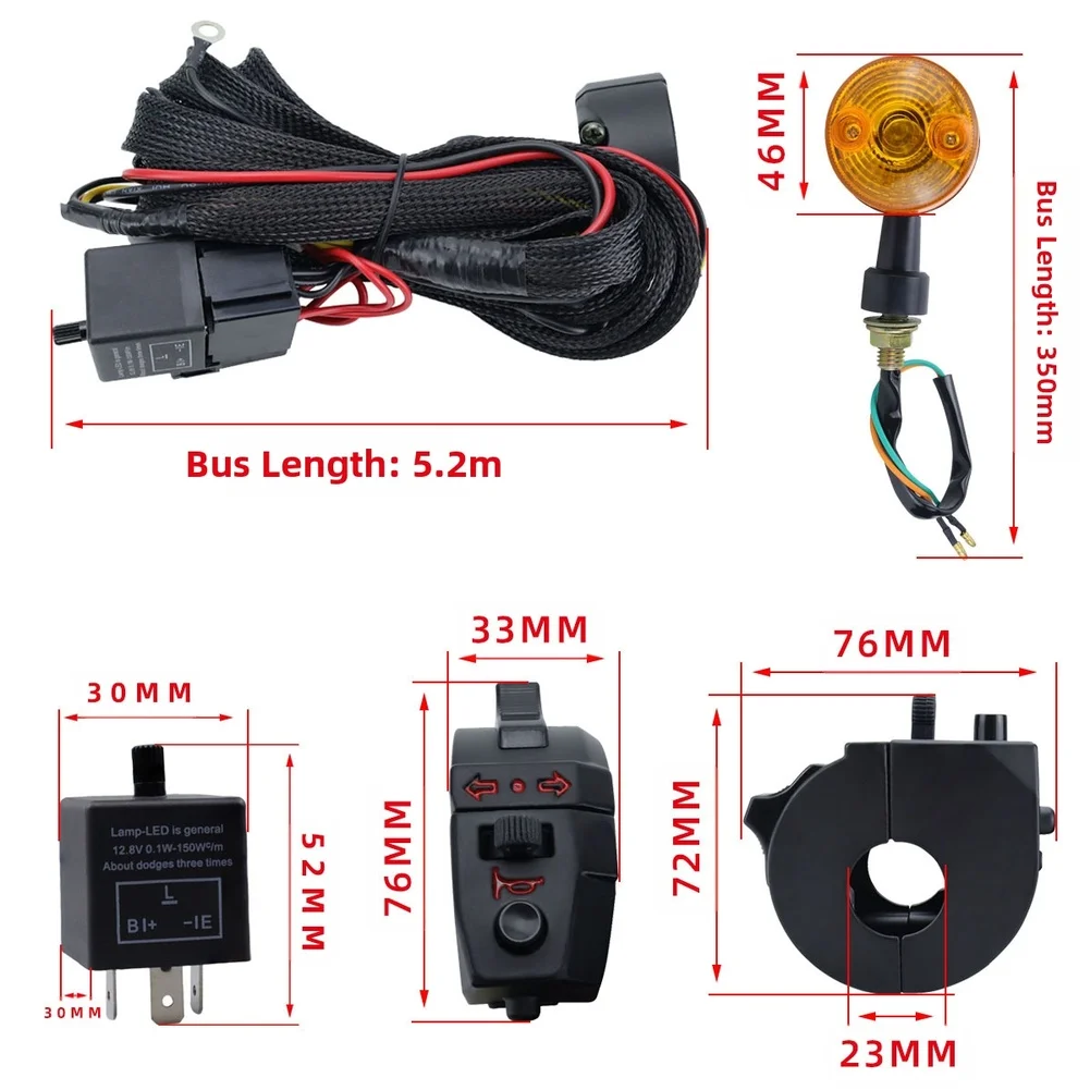 12V Multi-Purpose Amber Turn Signal Kit With Adjustable Flash Relay For UTVs/ATVs/trucks/motorcycles Power Tool Accessories