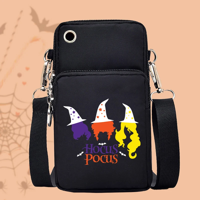 Hocus Pocus Halloween Women Mobile Phone Bag Funny Witch Graphics Purse Trick or Treat Shoulder Bags Halloween Women Handbags