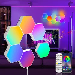 LED Smart Light Panels RGB Hexagon Light Bluetooth Wifi Control Quantum Modular Wall Lamp for Gaming Room Decoration Accessories