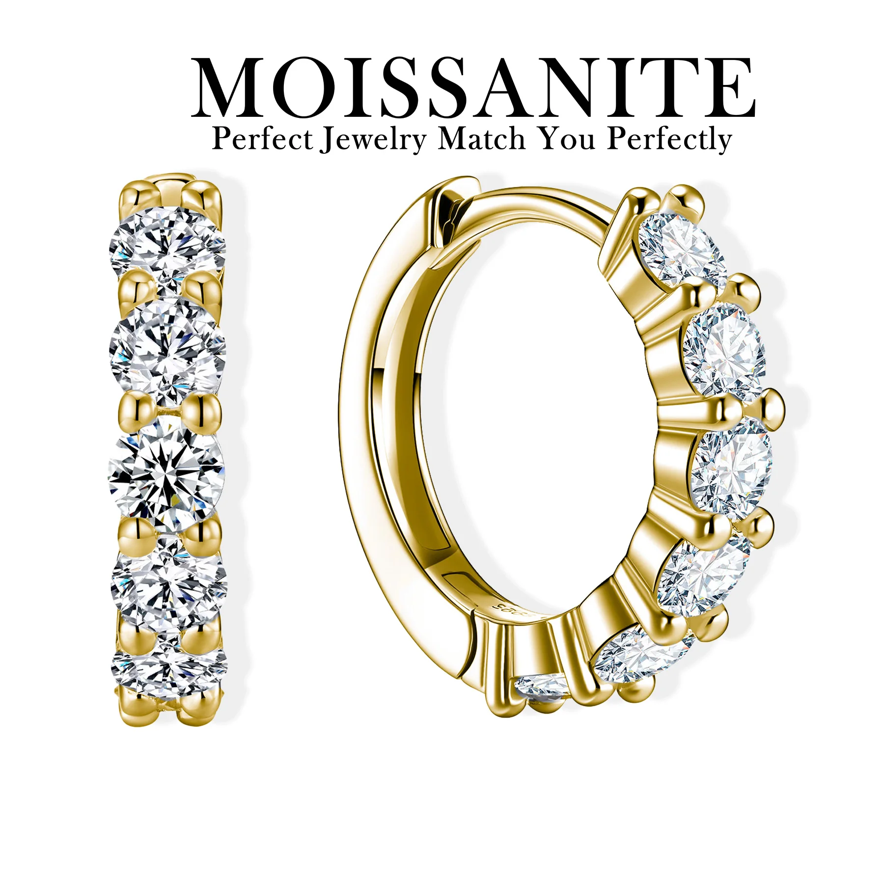 

1CTW Moissanite Earrings 925 Sterling Silver Gold Plated Hip Hop Style Jewelry Women Sparkling Stud Earrings Daily Wear Gift