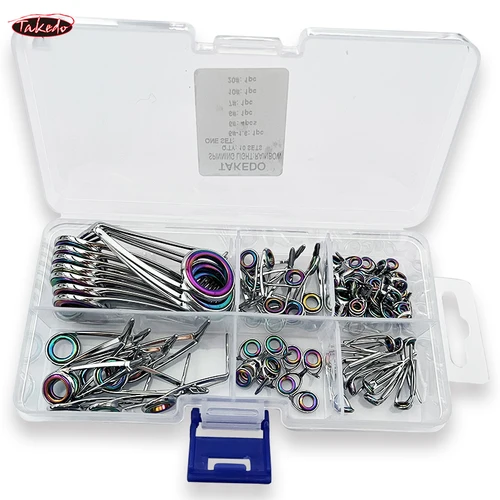 Juego de guías de caña de pescar giratorias, Kit de reparación de varilla, anillos de cerámica de acero inoxidable, accesorios de repuesto giratorios, 5 Juegos, TN20-1