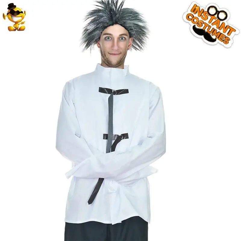 

Men's Bla White loween Costume Top Par Masquerade Dance Role-plang Clothing PU Material KTV Dr Code