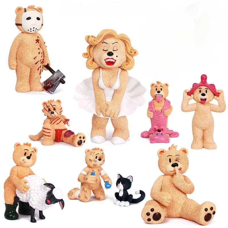 Britain Trend Ornaments Bad Taste Bears Heavy Flavor Desktop Decorations Figurines Perverted Teddy Bear Spoof Miniature