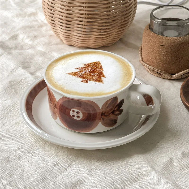 retro-hand-painted-ceramic-coffee-cup-milk-cup-250ml-afternoon-tea-cup-with-plate-nordic-style-breakfast-cup-vintage