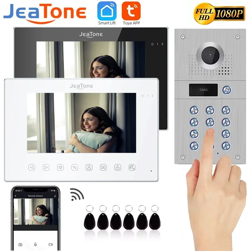 

Jeatone Code Keypad 4in1 Unlock Wifi Doorbell Video Intercom System For Home Villa Doorphone Tuya Smart 1080P Touch Monitor Kit