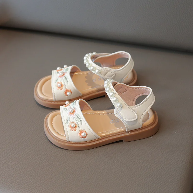 Girls' Princess Sandals 2024 New Summer Children's Hanbok Soft Sole Foreign Style Baby Non-slip Sandals