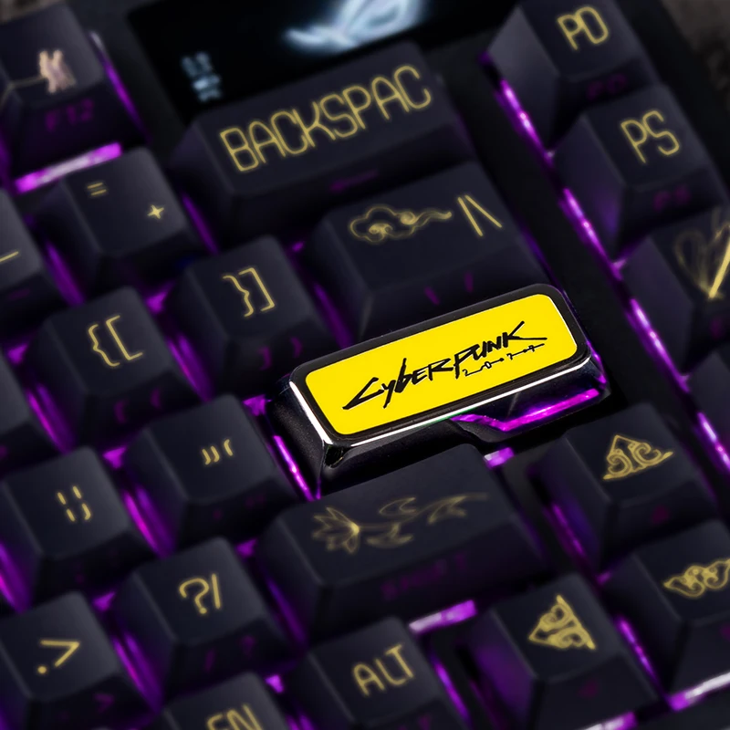 Imagem -03 - Metal Keycap para Teclado Mecânico Digite Keycaps Cherry Profile mx Cross Switch Preto Liga de Zinco Cyberpunk 2077 r2 2.25u