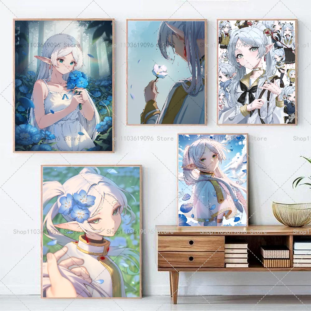 Anime F-Frieren Poster Paper Print Home Living Room Bedroom Entrance Bar Cafe Art Painting Decoration