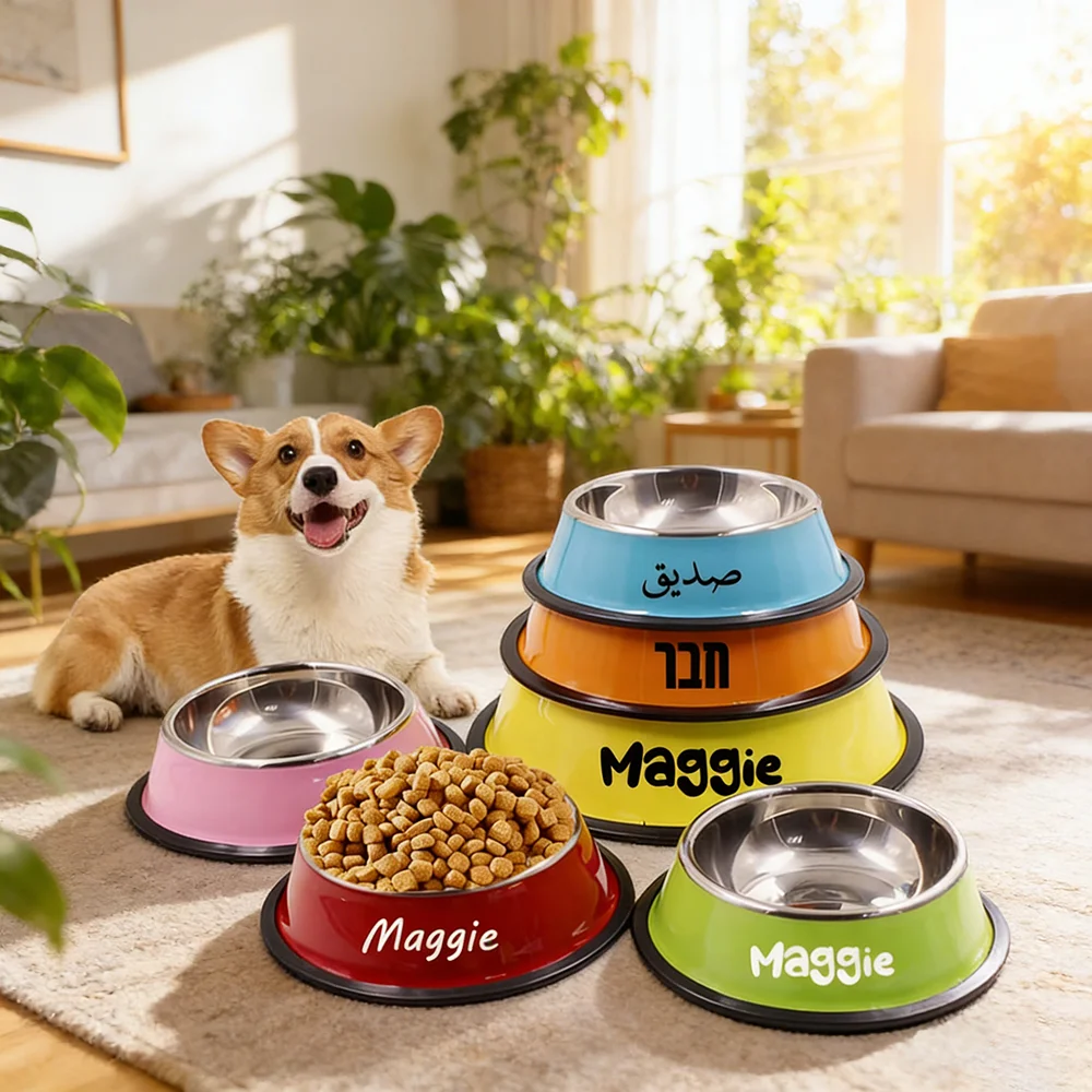Custom Stainless Steel Pet Bowl Anti-Slip Anti-Ant Dog Cat Feeder Food Water Dish Pet Supplies