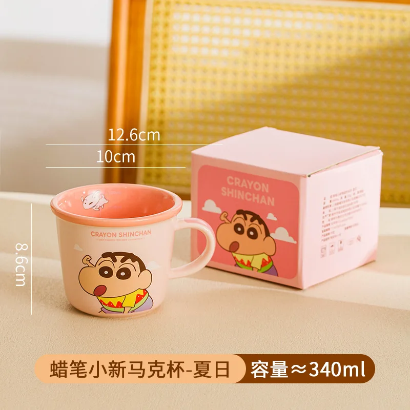 340Ml Kawaii Crayon Shin-Chan Ceramic Cup Cartoon Student Breakfast Oatmeal Milk Mug Cute Water Drink Cups Toys Girls Gifts