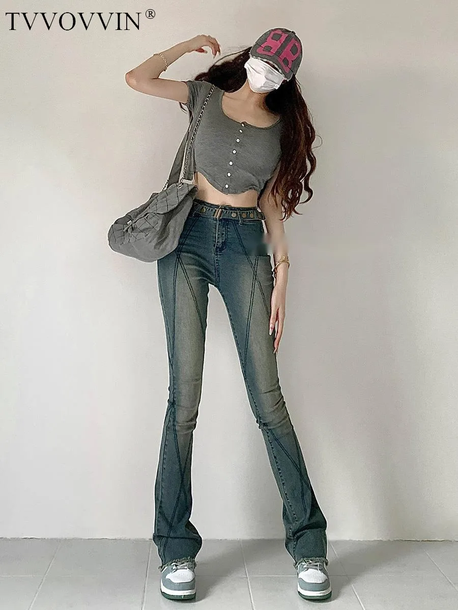 

2023 Summer BOOT WOMENGAGA CUT Jeans Women's High Waist Ragged Wide Leg Pants Washed Old Slim Straight Tube Floor Dragging 9AKL