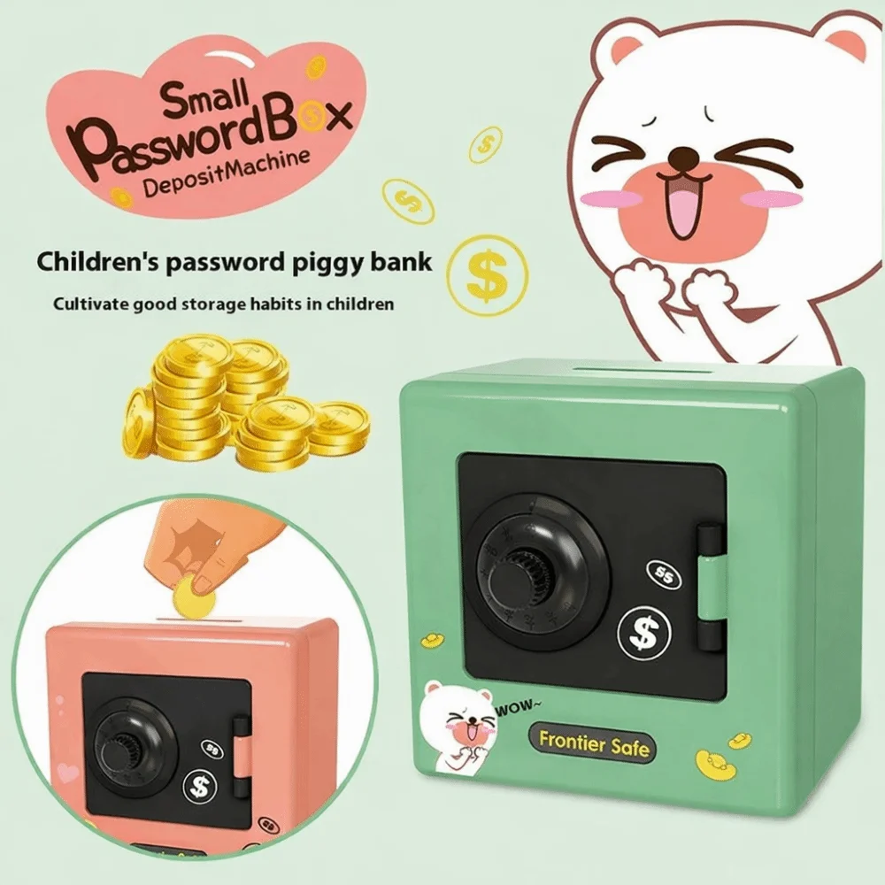 Password Protection Mini ATM Money Box Rotating Mechanism Automatic Deposit Money Storage Box Banknote Storage Coin Storage