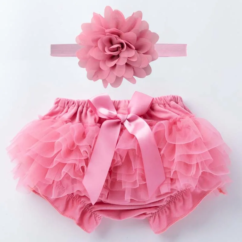 Pantalones cortos rosas con diadema para bebé de 0 a 3 meses, pantalones cortos de tul con volantes rojos, cubierta de pañal de verano para niña, bombachos para bebé, pantalones PP para niño pequeño