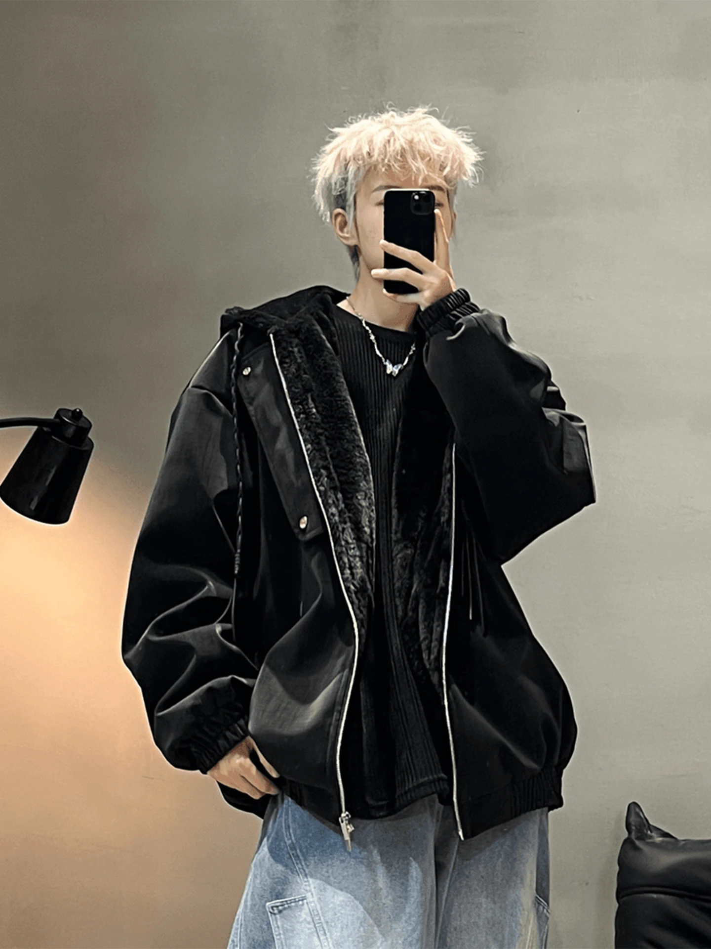 

American Retro Hooded Cotton Jaet Men's Winter Thi Warm Leather Coat High-End Outerwear Cotton Clothes Faion Urban Casu...