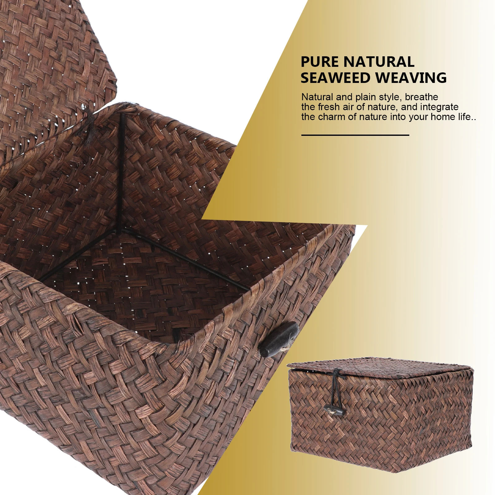 

Sturdy Woven Storage Basket Lightweight Space-Saving Home Office Organizer Large CapacityMulti-Function Indoor Bedroom Living