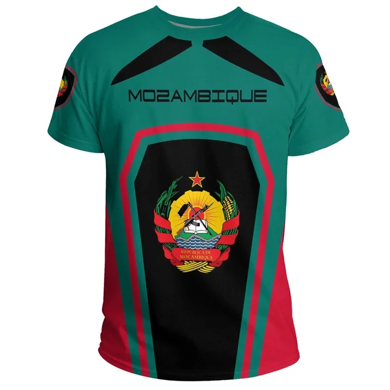1 Piece Custom Your Picture Mozambique Flag Map Graphic T Shirts National Emblem 3D Printed T Shirt For Men Clothes Africa Count