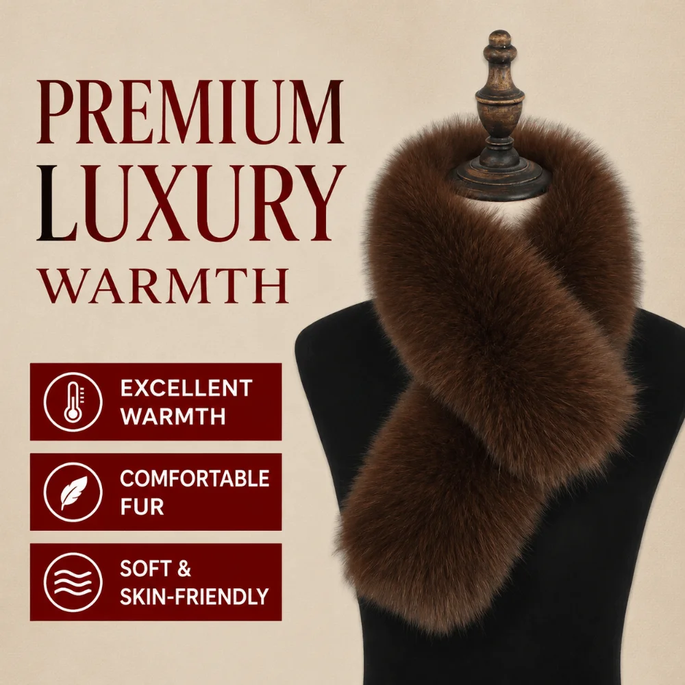 Temperament Soft Faux Fur Scarf Fake Fox Hair Thick Fur Neck Warmer Windproof Coldproof Cross Scarf Women