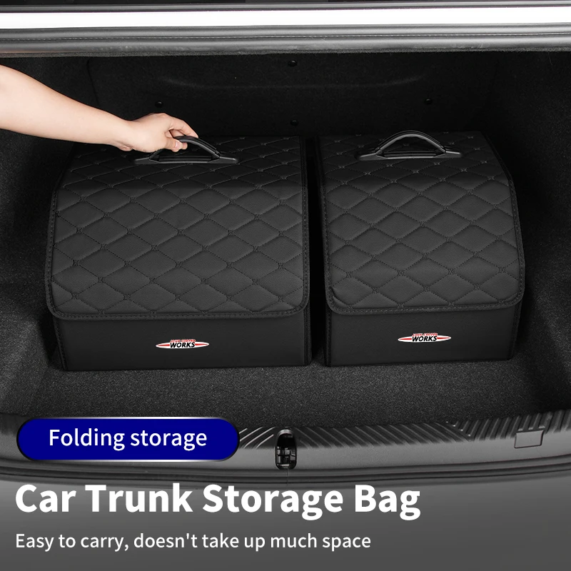 

Leather Car Trunk Organizer Box Tools Storage Bag Stowing Tidying For MINI WORKS Cooper R56 F50 F55 F56 R50 R53 R55 R57 R58 R59