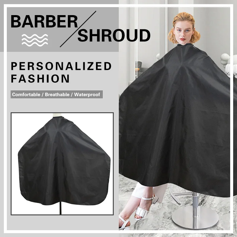 Capa negra impermeable para peluquería, delantal antiestático para corte de pelo, bata de peluquería