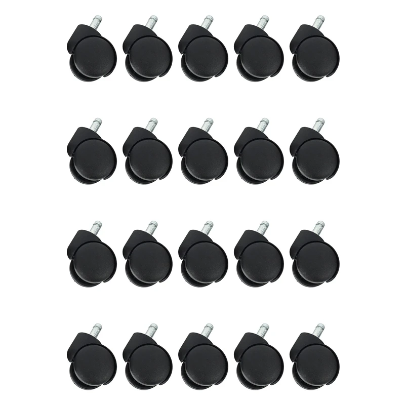 

50Mm Office Chair Roller Castor Wheels - Set Of 20 - Black