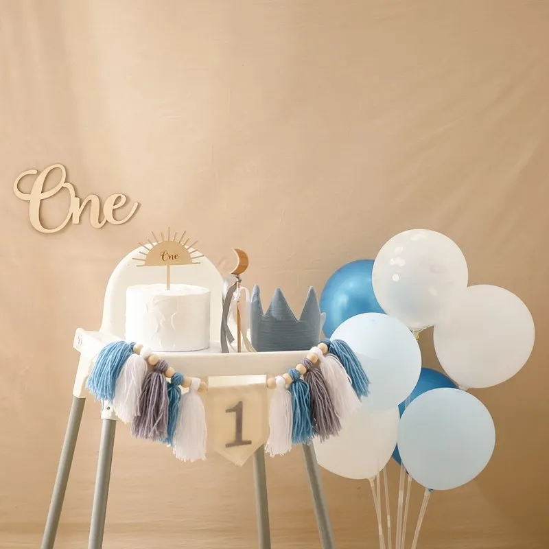 Let\'s Make Baby Happy Birthday Party 1-3 Years Old Tassel Banner Newborn Milestone Fotografia Props For Kids Party Decoration