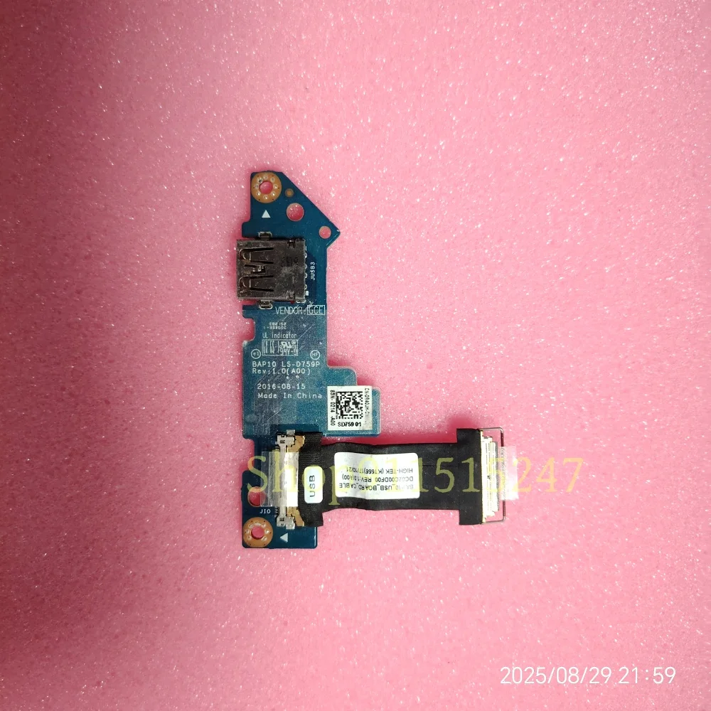 BAP10 LS-D759P 0R40JH R40JH For Dell Alienware 15 R3 USB Port IO Circuit Board With Cable DC02C00DF00 100% Perfect Work