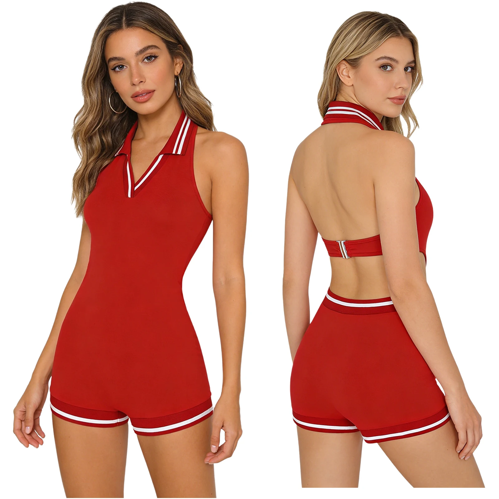 

Women Daily Casual Halter Backless Athletic Sport Workout Yoga Gym Jumpsuit Summer Fitness Training Bodybuilding Sport Outfits