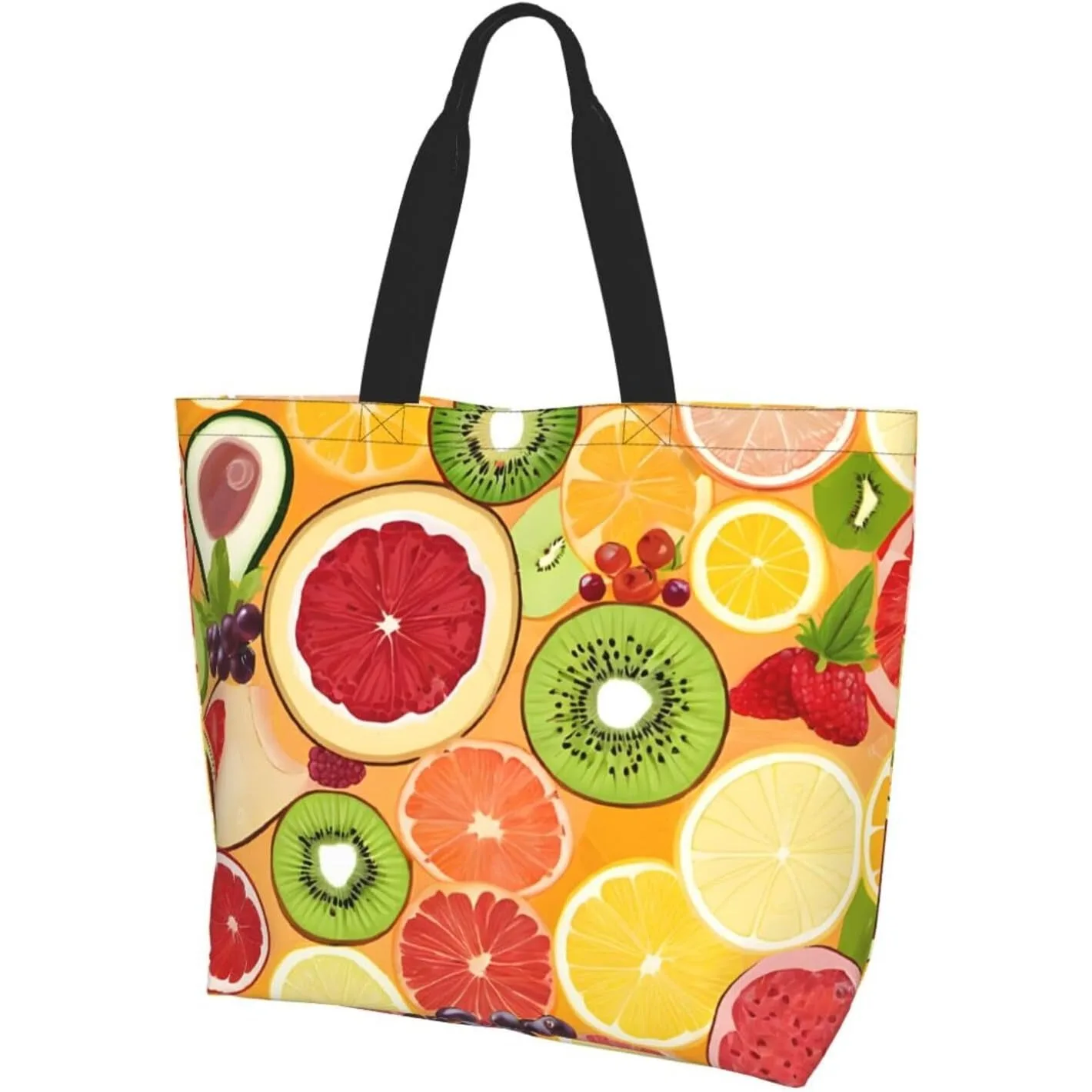 

Kiwi Watermelon Print Tote Bag Women Single Shoulder Leisure Bag Multi-Purpose Large Shopping Bag