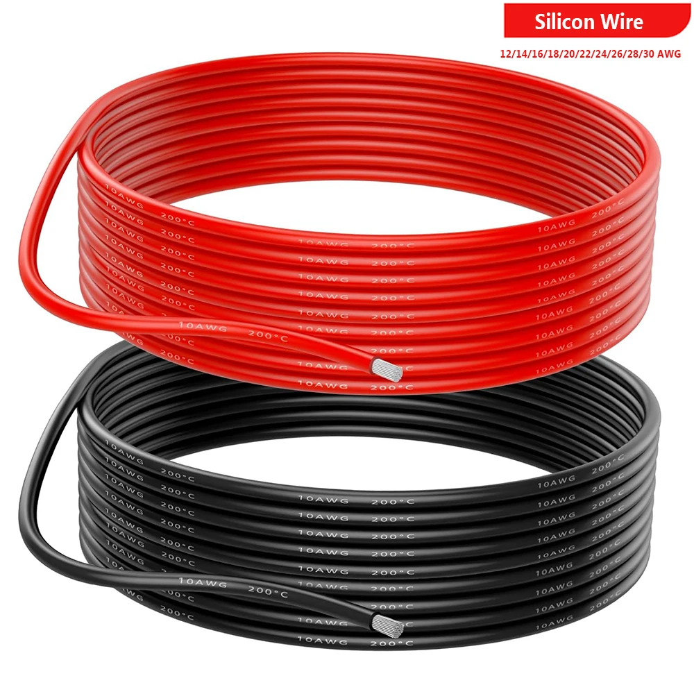 

Hookup Insulated Electric Wire Black Red Fliexible Silicon Cable 22 18 16 12 20AWG Wire Power Cord 50M 100M 200M Silicon Cable