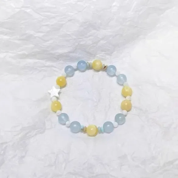 Five-pointed Star Sea Salt Cheese Colored Beaded Bracelet Imitation Natural Stone Good Luck Chain with Good Luck Girlfriend Gift